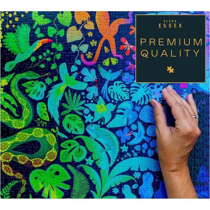 Elena Essex 1000 Piece Jigsaw Puzzle - Radiant Jungle Animal Gradient, 28x20 Inches, Adult Puzzle