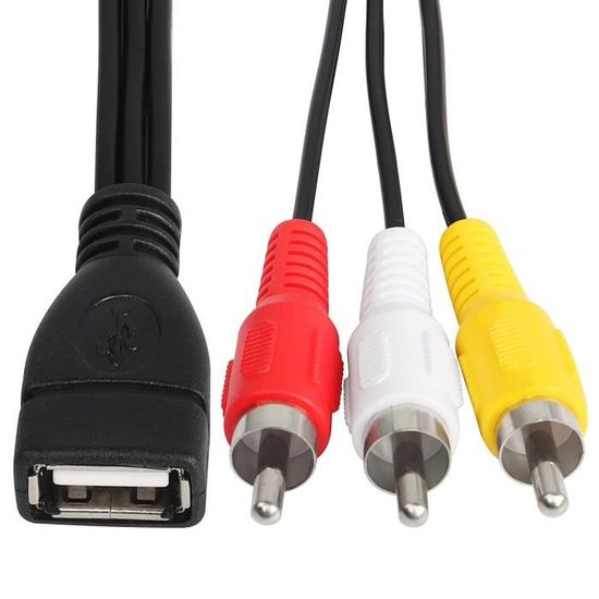 Câble de raccordement,Adaptateur USB mâle femelle vers 3 RCA femelle, convertisseur audio,vidéo,câble - USB Male 3RCA Female-1.5M - Cdiscount  Informatique