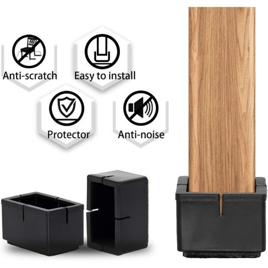 Lot de 16 protections antidérapantes pour sol avec coussinets en feutre hauts élastiques pour meubles avec double couche 