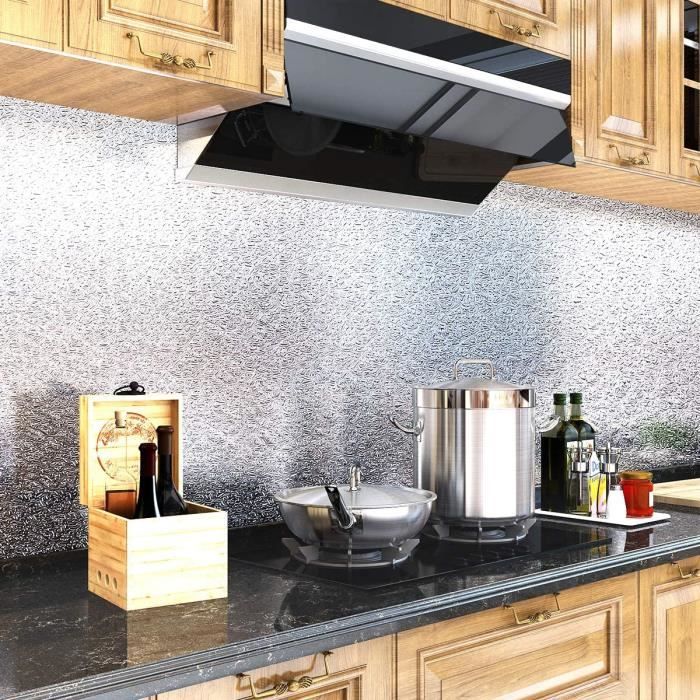 Protection Cuisine Autocollant Feuille Aluminium 5m Imperméable Anti-Huile - 40cm X 5m