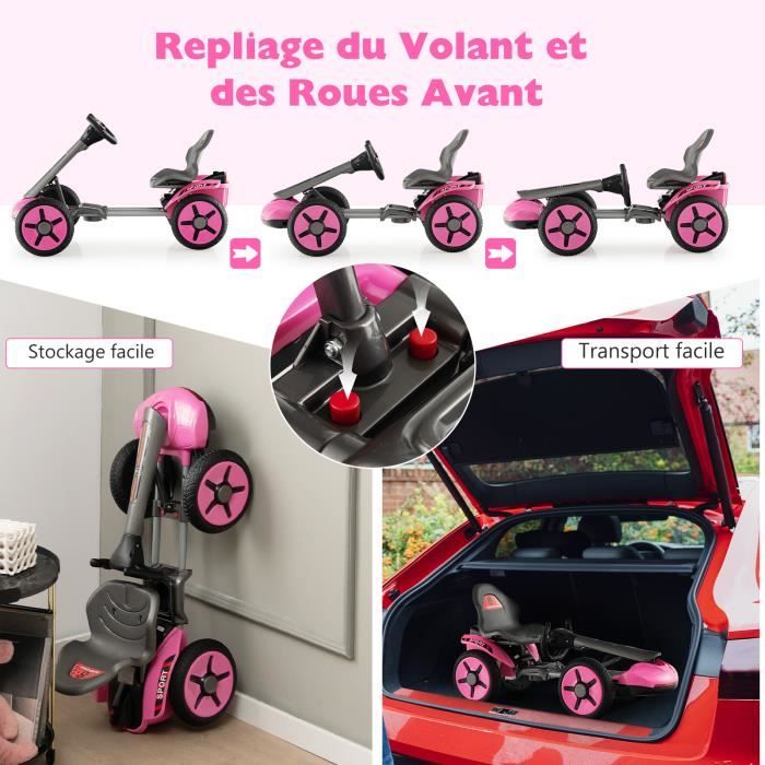 Kart à Pédale Enfant DREAMADE - Go-Kart Réglable Pour 3-8 Ans