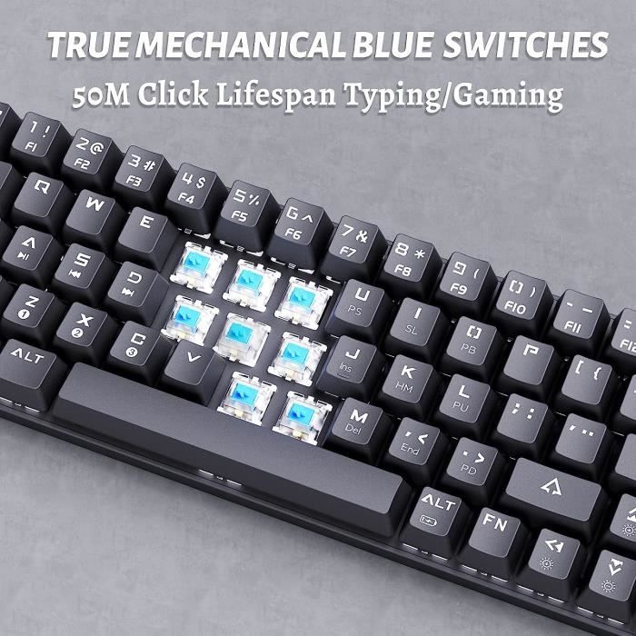 Dierya Clavier sans Fil Gamer Mecanique DK63 60% Mechanical Blue Switch RGB  Gaming Keyboard avec Bluetooth-Type-C,Anti-Ghosting,50 - Cdiscount  Informatique