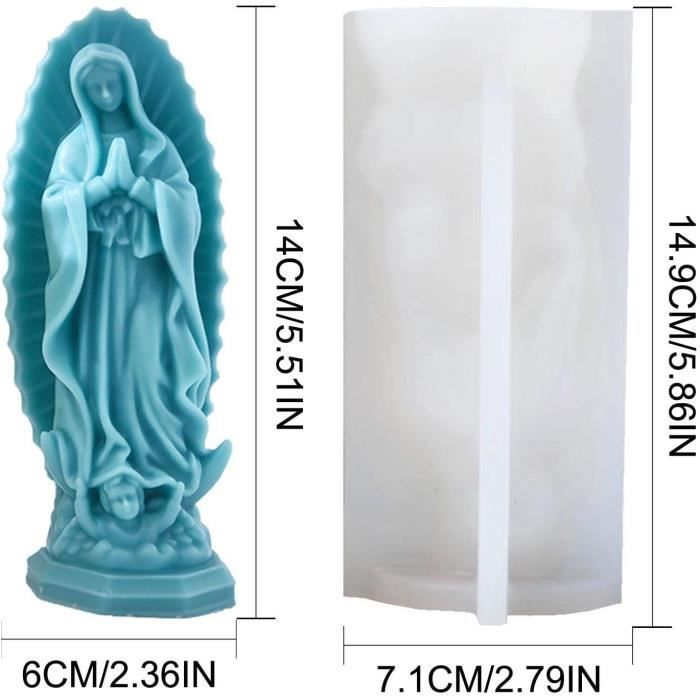 Moule Silicone Bougie Vierge Marie 3D - Pour Cire, Résine, Savon - 13.9cm - Artisanat Et Décoration