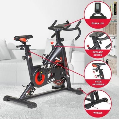 Velo de Biking CARE Speed Racer Resistance mecanique Masse d inertie 22 kg Noir Cdiscount Sport