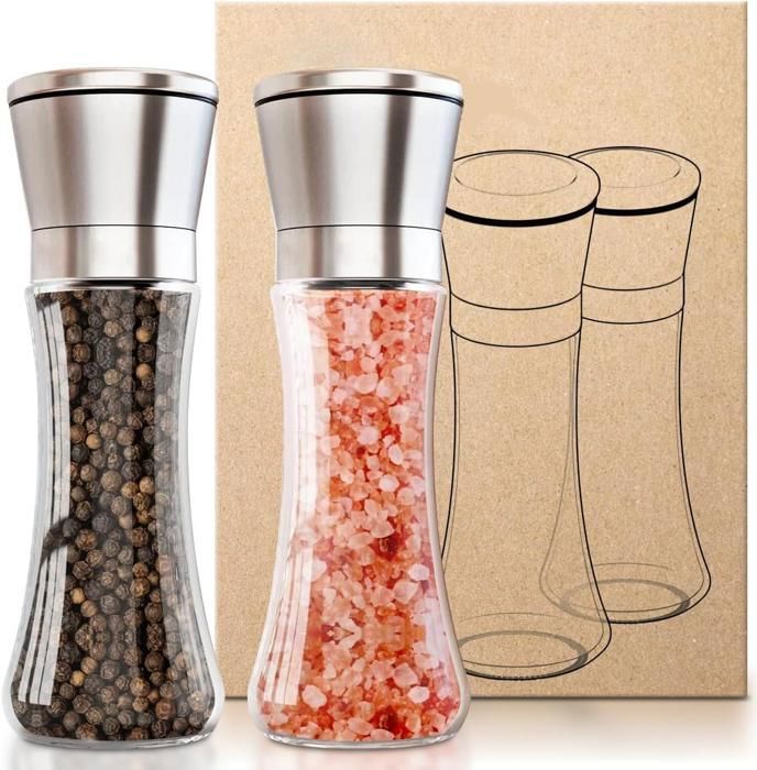 Salière, Poivrier, Lot de 2, manuel, Moulin à Sel, Poivre, Épices, inox