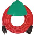 Brennenstuhl Rallonge rouge 15m de câble - avec support mural vert - Fabrication Française-0