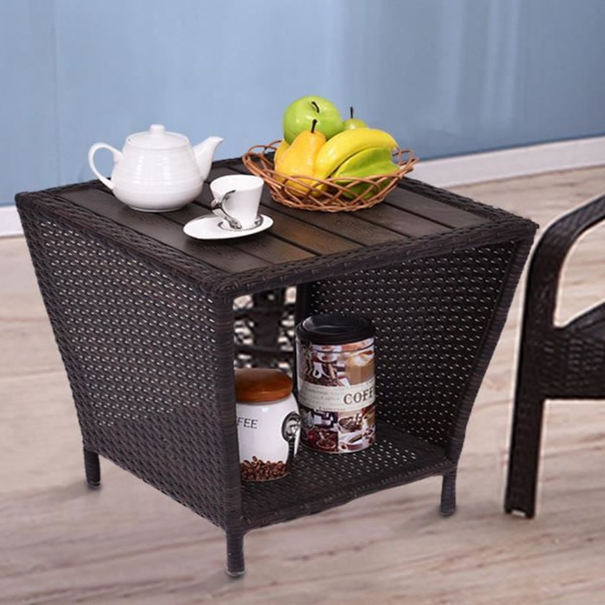 Table Basse de Jardin,Table d’Appoint avec 2 Etages pour Rangement en