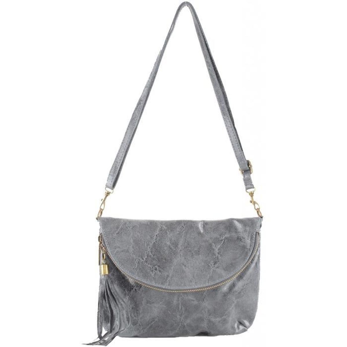 Sac Bandouli?�re Cuir Femme (Gris - TU) - Achat / Vente sac ?� main Sac Bandouli?�re Cuir Femme 