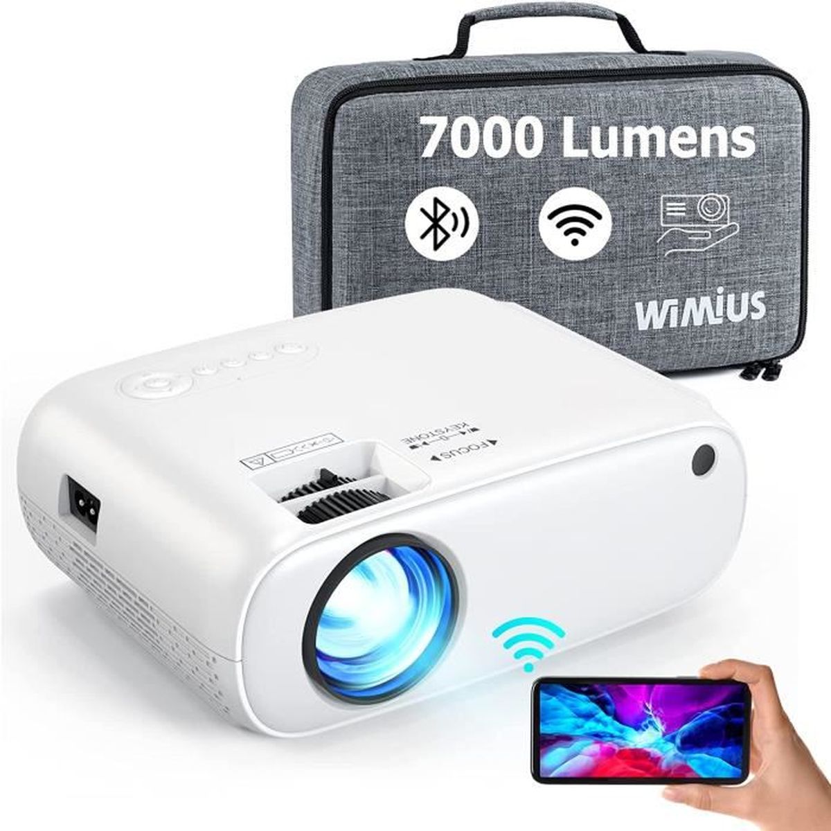 Videoprojecteur WiFi Bluetooth, W2 7500L Mini Projecteur Supporte 1080p