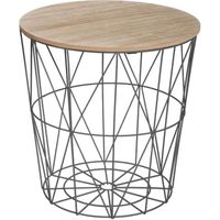 Table à café Kumi - D 39.5 x 41 cm - Noir et Beige - Métal et bois - Contemporain - Design