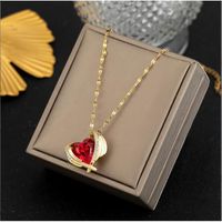Collier femme bijoux de luxe - Rouge s925 - Diamant coeur cristal Pendentif - cadeau d'anniversaire de mariage Saint Valentin