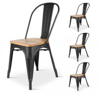 Chaises de cuisine - KOSMI - Lot de 4 - Métal noir et bois clair - Style industriel