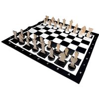 Jeu d'échecs de Jardin BUITENSPEEL - XXL 90x90cm - 32 pièces en bois - Extérieur