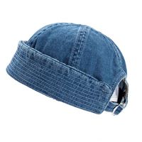 DAMILY® Bonnet Docker en Coton pour Homme-Femme - Taille unique - Ajustable - Sans visière - Bleu