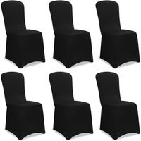 6x Housses de chaise élastiques noir Noël mariages évènements fêtes forme universelle couverture chaise couvre-chaises