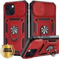 Coque pour iPhone 13 (6.1 pouces) Rouge Antichoc avec Support Magnetic Car Mount