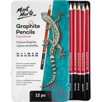 Mont Marte Crayons Graphite - 12 pièces - Idéal pour l'écriture, le Dessin technique et le Croquis - Crayons de plomb gris
