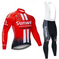 Ensemble de Vêtement Cyclisme Homme Manches Longues VTT + Pantalons avec Bretelle - Rouge Multicolor - Respirant