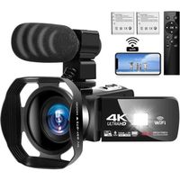 Caméscope 4K Ultra HD Caméra Vidéo Numérique 48MP WiFi Vlogging Camera pour Youtube 3.0 Pouces Ecran Tactile 18X Zoom Camescope