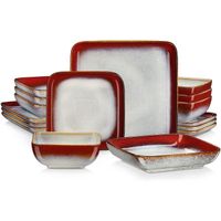 Service de Table 16 Pièces, vancasso Assiette, Série STERN-R Argile de poterie émaillée au four - Rouge