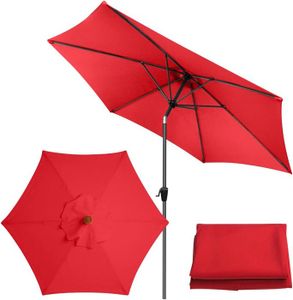 Toile De Remplacement Parasol Déporté 3m 8 Baleines HLSHOE - Polyester Rouge/Blanc/Vert/Kaki