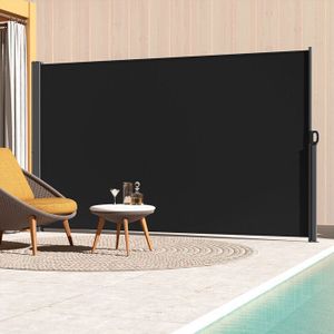 Store Latéral Extensible Pour Terrasse 120x300 Cm - Tissu Polyester Anti-UV, Anthracite, Manivelle Facile