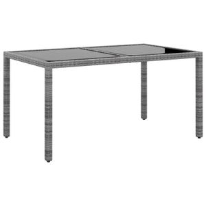 TABLE DE JARDIN  LeDivil-Table de jardin 150x90x75cm Verre trempé e