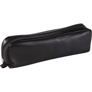 TROUSSE À STYLO 8321C -Trousse Scolaire Rectangulaire En Cuir Noir