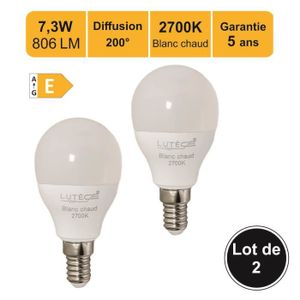 Lot de 3 ampoules led, flamme, E14, 806lm = 60W, blanc chaud, LEXMAN