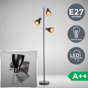 LAMPADAIRE Mobilier et éclairage B.K Licht lampadaire LED vintage, lampe à pied design rétro, 3 spots orientables, ampoules E27 LED 13610