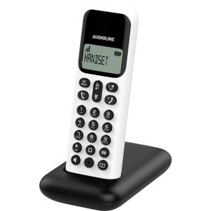 Noir Argent Audioline TEL 136 Téléphone DECT avec Identification des appels 