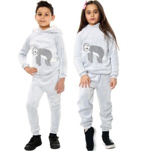 Ensemble de pyjama d'hiver pour enfants, sous-vêtement thermique, chaud,  épais, glouton, sourire, garçons, filles