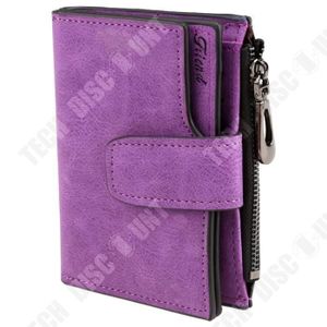 PORTE MONNAIE TD® Porte-Monnaie en cuir PU Femme Violet Rétro Organisateur Multi-Poches Photos Pièces de Monnaie Billets Finitions