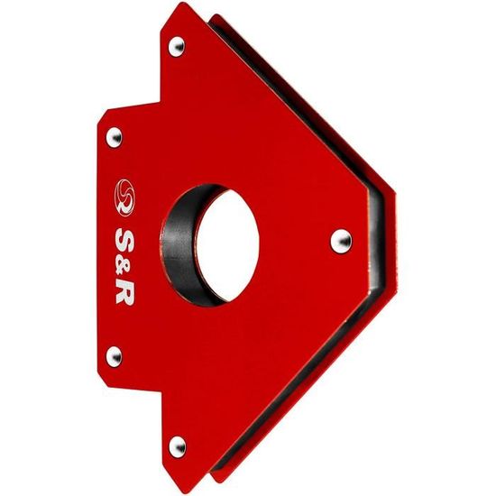 Aimant De Soudure S&R - Equerre Magnétique 125mm Avec Angles 45° 90° 135°, 12kg De Force