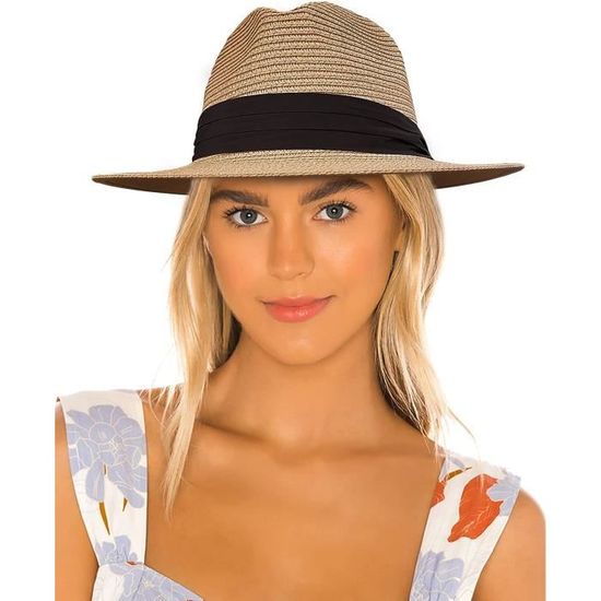 Panama Chapeau De Paille Femme R glable t Large Bord Fedora Chapeau panama-chapeau-de-paille-femme-r-glable-t-large-bord-fedora-chapeau
