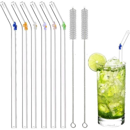 Pailles En Verre Multicolores, Pailles Réutilisables Faites