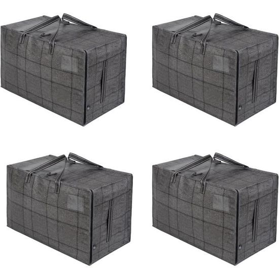 4 Sacs De Rangement Géants 107L - Polypropylène Résistant | Double Fermeture Éclair | Pour Déménagement Et Stockage