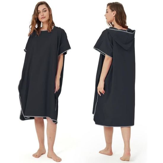 Poncho De Bain Microfibre Avec Capuche 110x75 Cm - Serviette De Plage, Surf, Sauna, Hommes/femmes, Bleu - 10