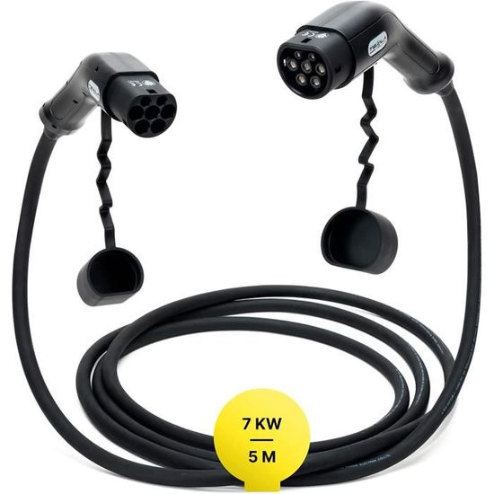 Tte0001 Câble Recharge Voiture Électrique Type 2-7 Kw 32a 250v 5 Mètres Monophasé Sac Voit