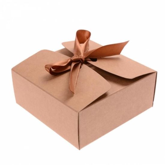 PAPIER CADEAU ,Khaki-7.5x7.5x3cm--Boîtes à Bonbons En Papier Kraft