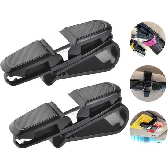 Fousenuk Lot de 2 Porte Lunettes pour Voiture, PU Cuir Magnétique