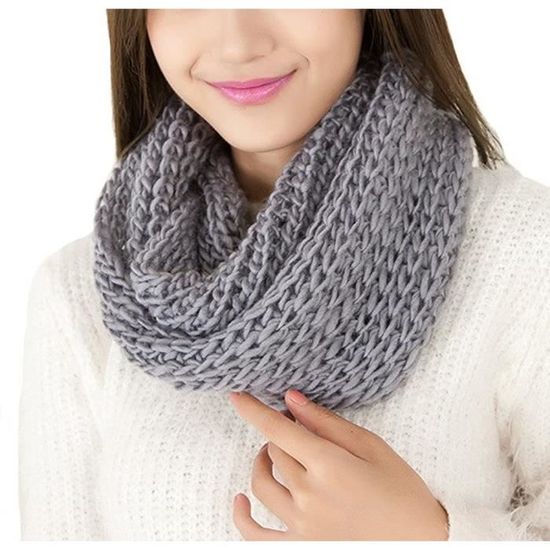 Écharpe Tube En Tricot YONKOUNY Pour Femme - Cercle Cache-Cou - 30x120cm - Chaud Et Confortable