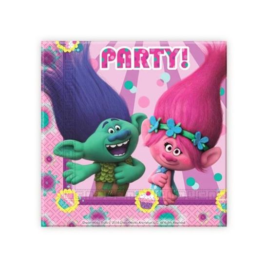 Trolls Serviettes D Anniversaire Roses Les Trolls Lot De Cdiscount Maison