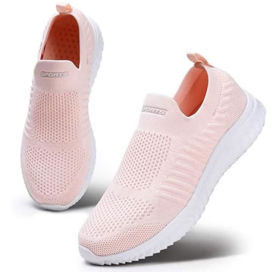 Baskets Femme Chaussure de Sport Exterieur Sneakers Respirante à l'usure Confortable Rose - Chaussures