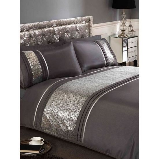 Parure De Lit En Coton Couleur Gris Clair - - 3204V-09X