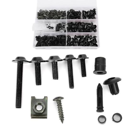 Ihreesy 155 Pièces Kit Boulons Carénage Moto Rouge - Vis Carrosserie Pare-brise Compatible Honda Yamaha Kawasaki