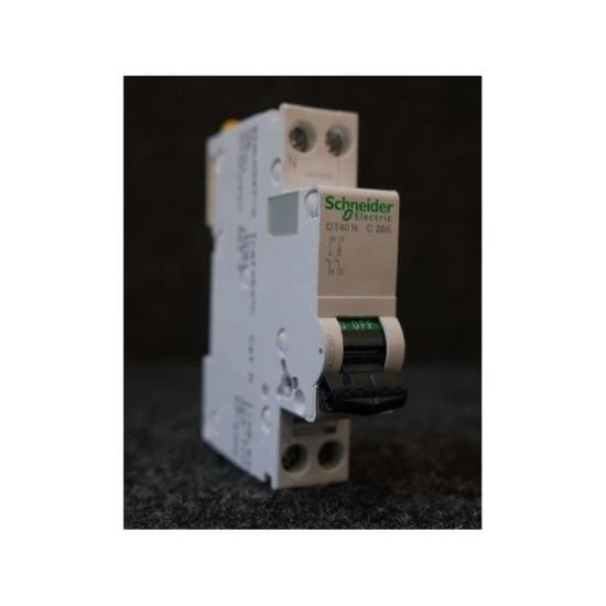 Disjoncteur Phase + Neutre Schneider PRODIS DT40N - 10A, Courbe C, Pour Tableau électrique Domestique (référence A9N21365)