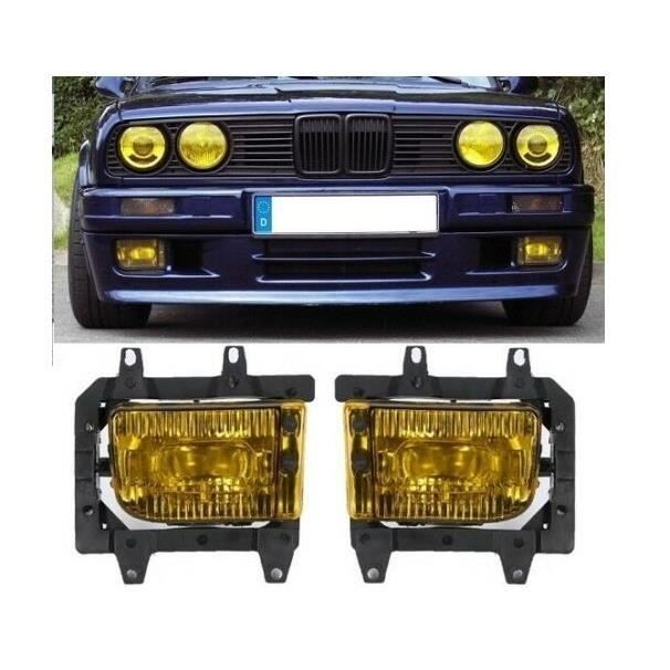 2 ANTIBROUILLARD JAUNE POUR BMW SERIE 3 E30 M40 PHASE 2 DE 09/1987 A 1991