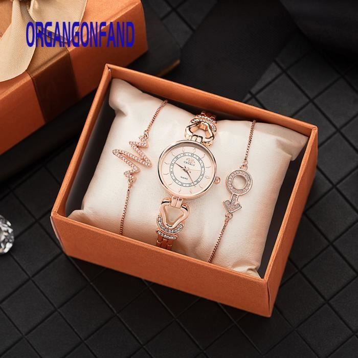 ORGANGONFAND Montre femme fille Coffret Cadeau - Bracelet +Montre à