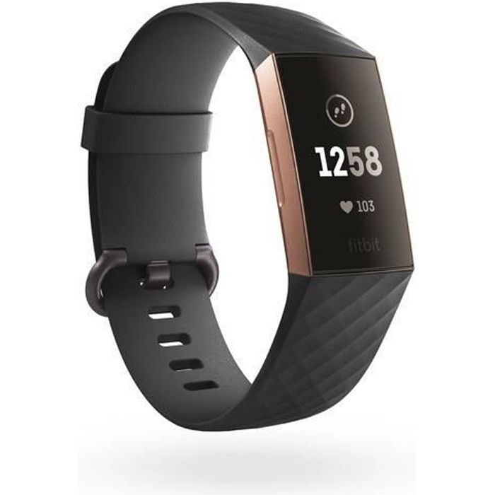 Bracelet Silicone pour FITBIT Charge 4 Taille S 95-103mm Poignet Sport (NOIR)